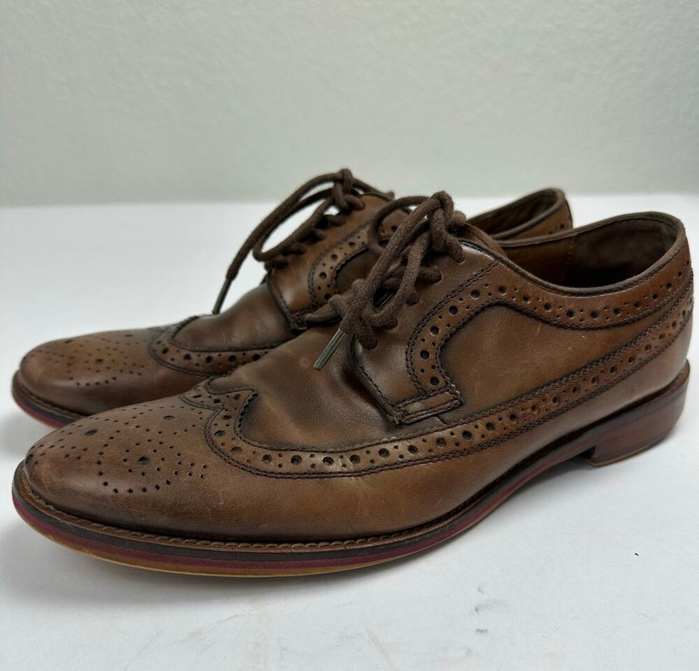 Johnston & Murphy Size 8 Wingtip Oxford Brogue Brown Leather Dress Shoes 20-2233